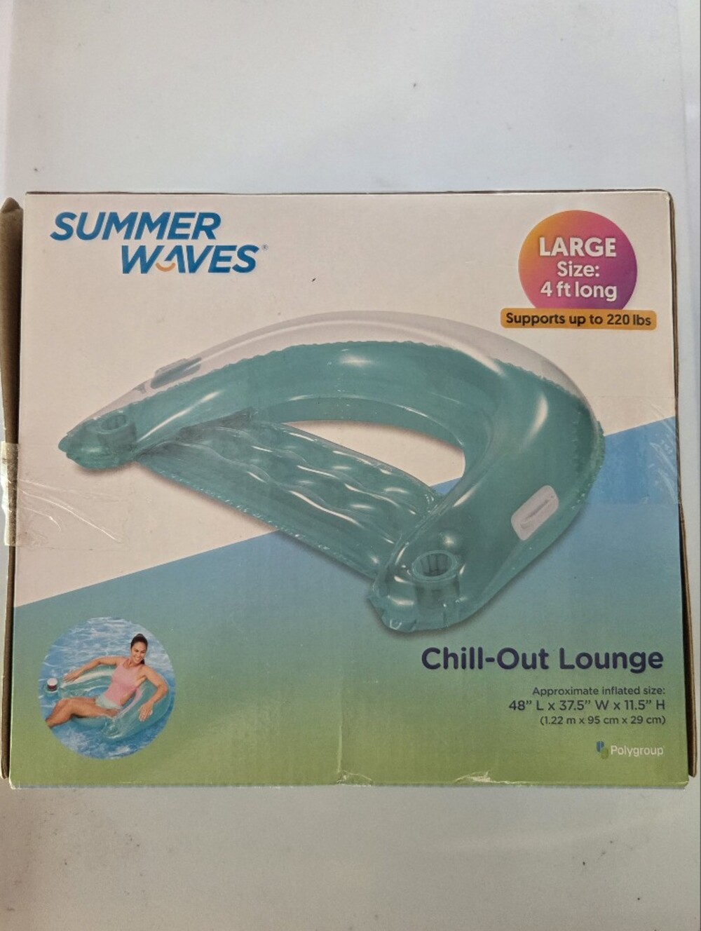 Chill-Out Lounge Inflatable Pool Float - Teal - Picture 2 of 3